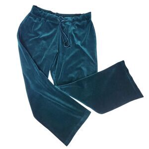 Style & Co VTG Y2K Green Velvet/Velour Flared Pants-Festive-McBling-Xmas-Cozy-L